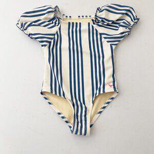 Pink Chicken {size 2} Striped Ruffle One Piece Swimsuit